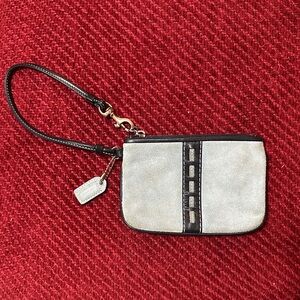 Coach light blue suede leather and navy/Black Wristlet